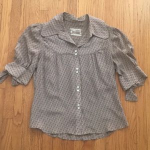 Jam & Rae Gray/Lavender Pattered Collared Blouse
